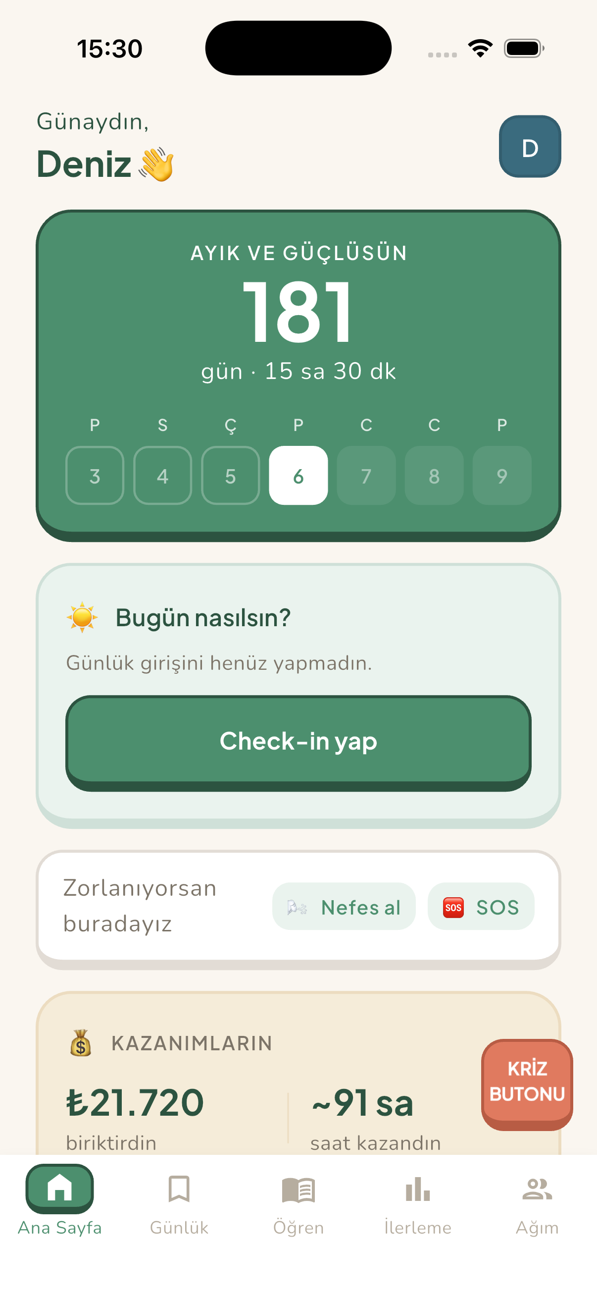 Uygulama ekranı